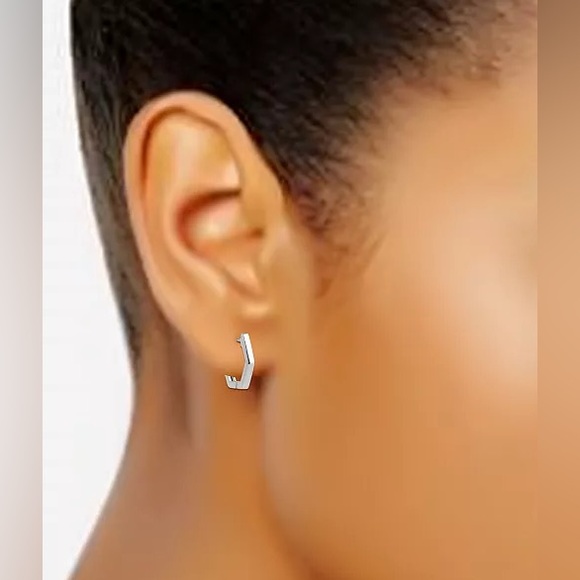 NWT Giani Bernini Polished Hexagon Small Hoop Earrings Sterling Silver 1/2" - Picture 2 of 7